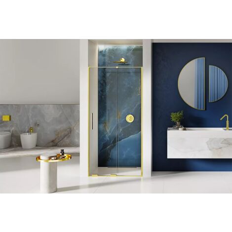 Porte de douche dorée 130 cm 2 volets coulissante gauche HAWAII GOLD (1/5)
