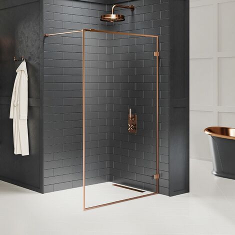 Paroi de douche à l'italienne 60 cm cuivre brossé avec cadre TAHITI COPPER BRUSHED (1/5)
