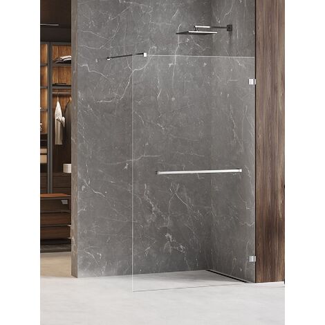Paroi de douche à l'italienne chrome avec porte serviette 60 cm MAJORQUE CHROME (1/5)