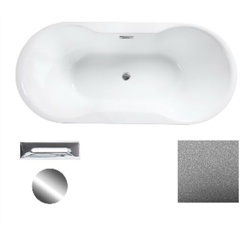 Baignoire îlot glam chrome avec bonde chrome AMBER 170x80 (1/2)