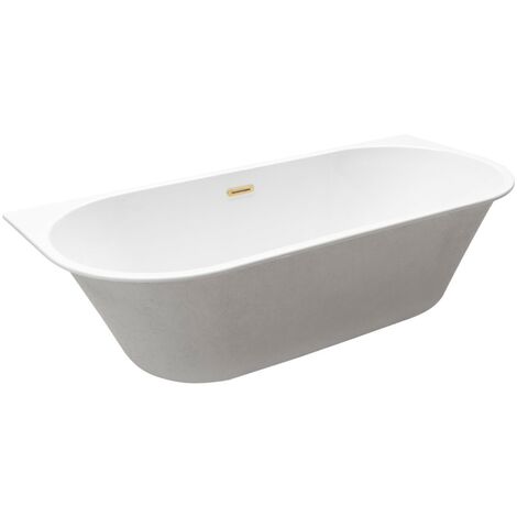 Baignoire à encastrer blanc brillant avec bonde dorée VICA SLIM + 170x80 (1/4)