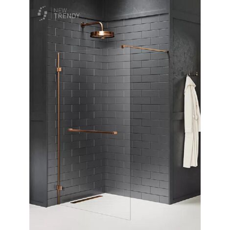 Paroi de douche à l'italienne 150 cm cuivre brossé avec porte serviette TAHITI COPPER BRUSHED (1/5)
