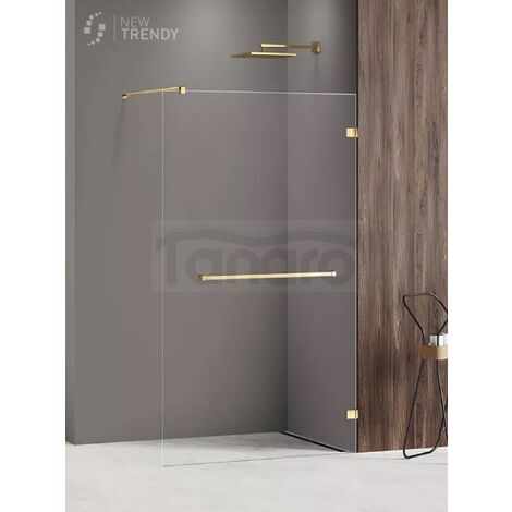 Paroi de douche à l'italienne 110 cm doré brossé avec porte serviette BALI GOLD BRUSHED (1/5)