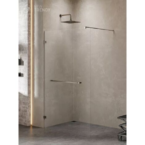 Paroi de douche à l'italienne 60 cm inox brossé avec porte serviette CARAIBES GUNMETAL BRUSHED (1/5)