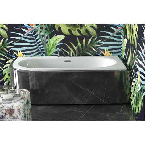 Baignoire asymétrique droite blanc avec bonde chome AVITA SLIM + 160x75