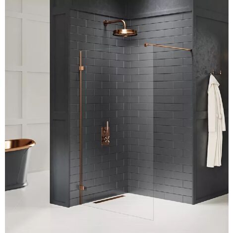 Paroi de douche à l'italienne 80 cm cuivre brossé TAHITI COPPER BRUSHED (1/4)