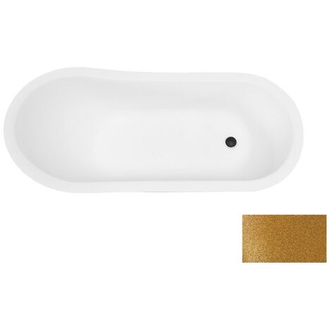 Baignoire îlot Glam dorée sur pieds pattes de lion chrome OLAYA 160x68 (1/4)
