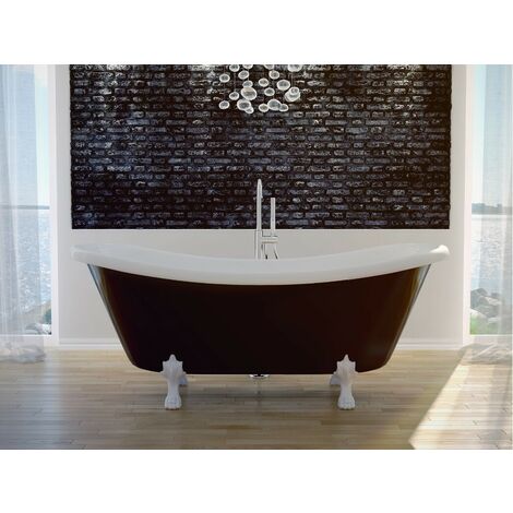 Baignoire îlot blanc sur pieds pattes de lion chrome AMELIA 190x77