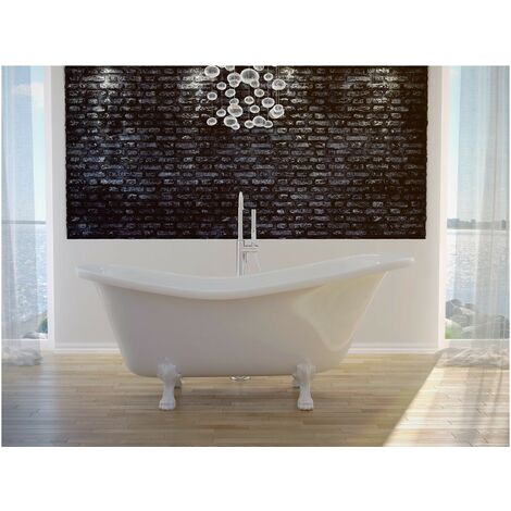 Baignoire îlot blanc sur pieds pattes de lion blanc OTYLIA 160x77 (1/4)