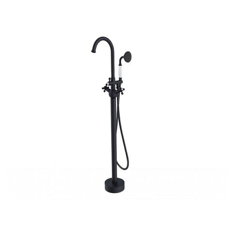 Mitigeur de baignoire îlot noir mat RETRO I 115 cm (1/2)