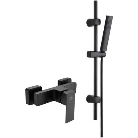Kvadrato Ensemble de douche avec mitigeur, Couleur: Noir (1/3)