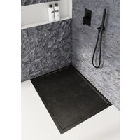Receveur de douche en acrylique noir - structure en pierre - rectangulaire - QUANTI - 100 x 80
