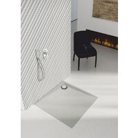 Receveur de douche en acrylique - gris ciment - structure en pierre - carré - CRES - 90 x 90