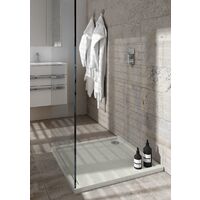 Receveur de douche en acrylique gris - structure en pierre - carré - ZAHER - 90 x 90