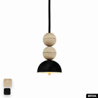 Lampe de suspension en béton velours - BOSFOR CONCRETE VELVET SABLE - NOIR 2 BALLES LED 14W