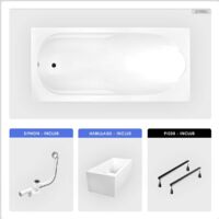 Baignoire rectangulaire - 160 x 70 cm - avec Habillage Polystyrène - Pieds - Vidage Chrome - BONA