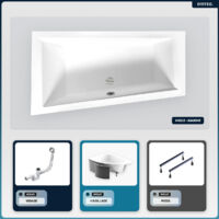 Baignoire asymétrique - 150 x 85 cm - Gauche - avec Habillage - Pieds - Vidage Chrome - INTIMA