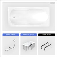 Baignoire rectangulaire - 160 x 70 cm - avec Habillage - Pieds - Vidage Chrome - BONA