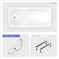 Baignoire rectangulaire - 180 x 80 cm - sans Habillage - avec Pieds - Vidage Chrome - BONA