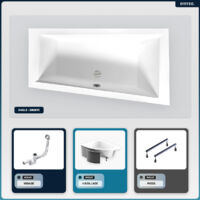 Baignoire asymétrique - 150 x 85 cm - Droite - avec Habillage - Pieds - Vidage Chrome - INTIMA