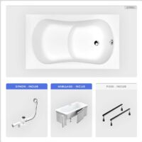 Baignoire rectangulaire - 120 x 70 cm - avec Habillage - Pieds - Poignées - Vidage Chrome - ARIA REHAB
