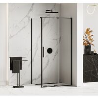 Cabine de douche noire 130x80cm coulissante CANARIES NOIR, acces de face