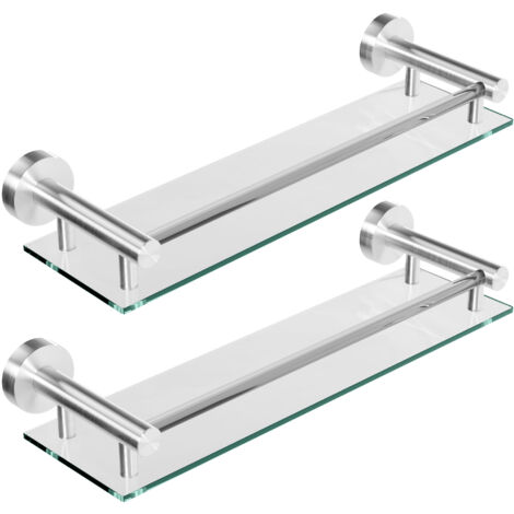 Mensola Di Vetro Per Bagno 500x140 Mm - Set Da 1 Con Barra Di Alluminio, Vetro Temperato Spessore 6 Cm - Argento Per Doccia O Lavabo - Foto 9
