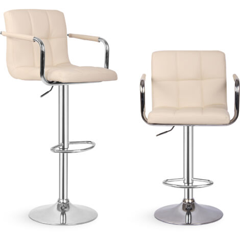 Sgabello Da Bar Girevole Con Schienale - Altezza Regolabile 60-82 Cm, Velluto, Metallo Nero - Foto 4