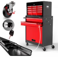 Carrello Portautensili Timbertech - 5 Cassetti, Rosso/Nero, Con Ruote - Foto 5