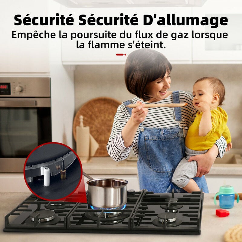 Klarstein Tables de Cuisson à Gaz, Plaque de Cuisson Gaz à 5 Brûleurs,  Table de Cuisson Encastrable à 5 Feux de 10400W, Cuisiniere Gaz, Gaziniere  Gaz avec Brûleurs en Acier Inoxydable, Cuisinières GPL