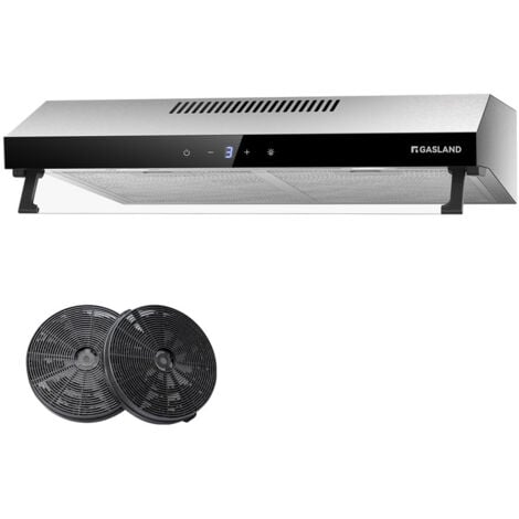 GASLAND Hotte aspirante de 60 cm à double moteur 333 m³/h, Hotte décorative encastrée à Evacuation & recyclage, Touch Control, 2 filtre à charbon - UC60SS - Argent