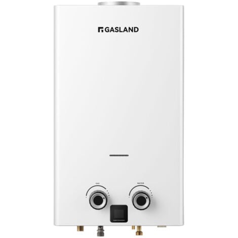GASLAND BG300 11L Chauffe-eau instantané au propane pour l'intérieur, à faible émission de polluants, Chauffe-eau à gaz LPG avec affichage LED pour usage domestique, blanc, 30/37mbar