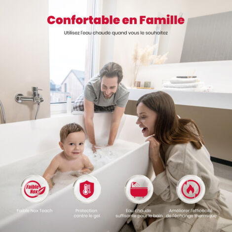 GASLAND BG300 11L Chauffe-eau instantané au propane pour l'intérieur, à faible émission de polluants, Chauffe-eau à gaz LPG avec affichage LED pour usage domestique, blanc, 30/37mbar