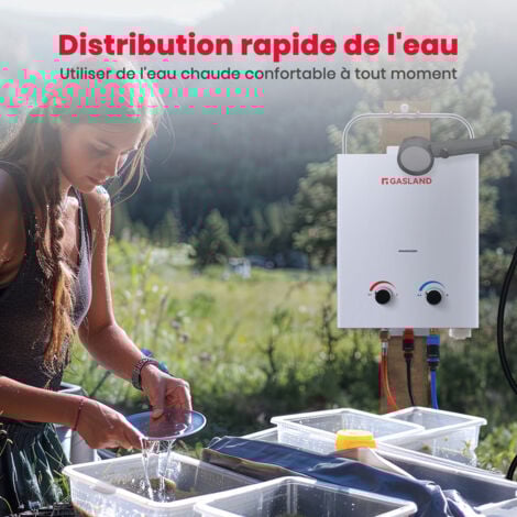 GASLAND AS132-DE Chauffe-eau instantané au gaz 5 L, 50 mbar Chauffe-eau GPL - Pour camping-car, camping, douche, lavage de cheval