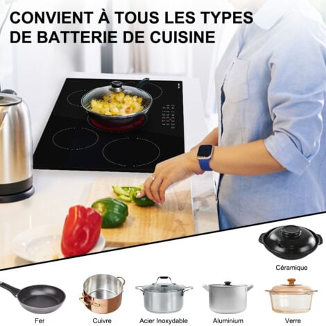 ThermoMate Plaque de Cuisson vitrocéramique encastrée, Avec Minuterie&Serrure de sécurité - CHTB775 - 5 zones - 8200W