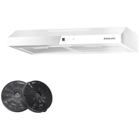 GASLAND Hotte aspirante de 60 cm à Evacuation & recyclage, Hotte casquette silencieuse, 3 niveaux, 1 filtre à charbon - SR60WS - 214 m³/h - Blanc