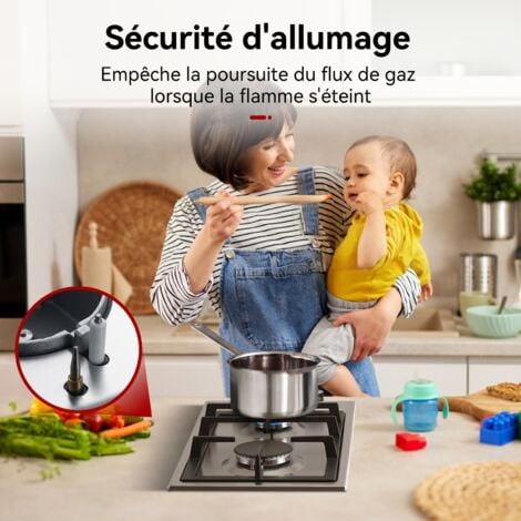 GASLAND Plaque de Cuisson à Gaz Naturel/Butane/Propane encastrée, Acier inoxydable - GH30SF - 2 Foyers - 4200W