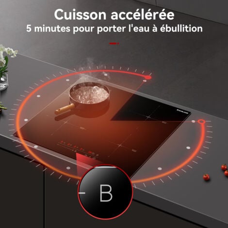 GASLAND IH60BF 60 cm Table de cuisson à induction intégrée 4 zones, 7200W Cuisinière à induction avec Sensor-Touch, fonction Boost, fonctions de maintien au chaud, fonction Stop & Go