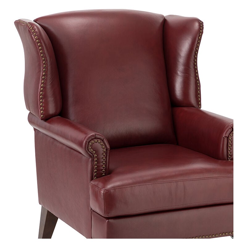 Poltrona in Vera Pelle Poltrone Moderne Soggiorno d'Accento Wingback con  Decorazioni in Testa di Chiodo e Cuscini Rimovibili Comoda Poltrona  Imbottita in Pelle Strato Superiore, Rosso