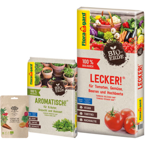 Floragard BioErde Aromatisch 1x10 L und BioErde Lecker 1x40 L & Terre