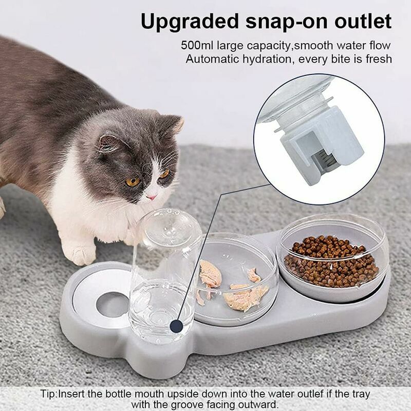 MILIFUN Double Dog Cat Bowls Pets Water and Food Bowl Set with Automatic  Waterer Bottle for Small or Medium Size Dogs Cats (White)