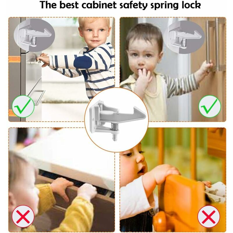 Baby Safety Locks 10 Pcs Child Cabinet Locks, Invisible Locks For