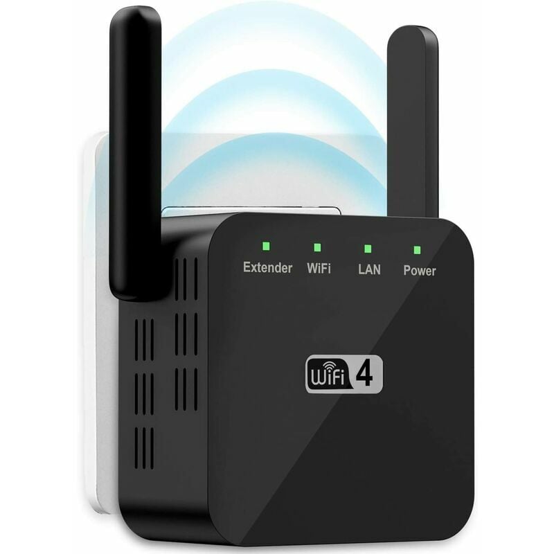 300Mbps 2.4GB WiFi Repeater, 1 RJ45 Network Port Wireless Internet Signal  Booster, Ultra-Compact WiFi Extender, Easy-to-Install Internet Booster,  Black