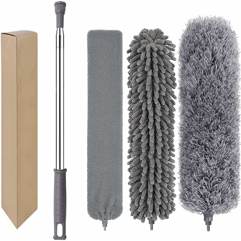 2 In 1 Chenille Microfiber Car Wash Mop Mitt With Aluminum Alloy Long  Handle, Adjustable Car Wash Scratch Free Cleaning Tool Dust Brush