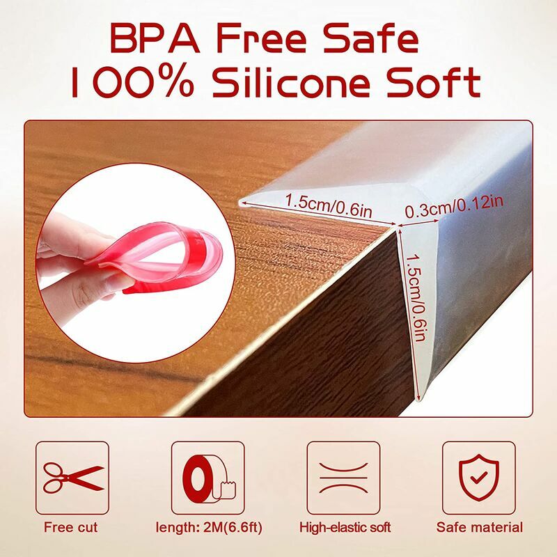 Coin de Table Protection Bebe 100% Silicone, 2M/6.6ft Pré-adhésif
