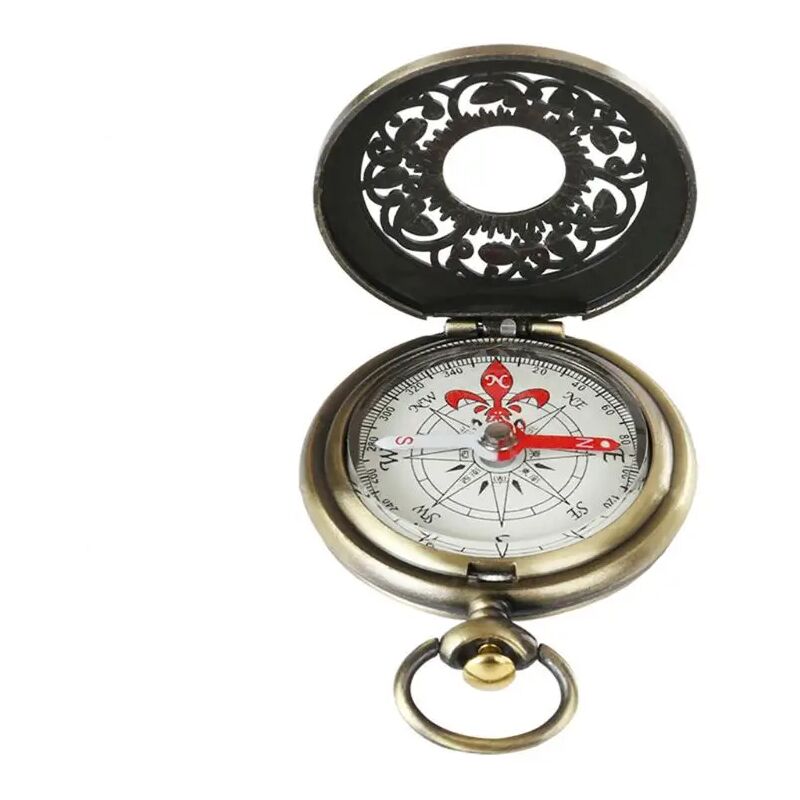 Pocket Metal Compass Outdoor Hiking Camping Watch style Vintage Keyring  School