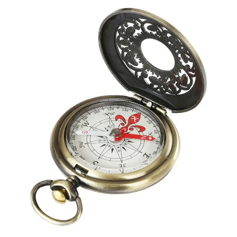 Pocket Metal Compass Outdoor Hiking Camping Watch style Vintage Keyring  School