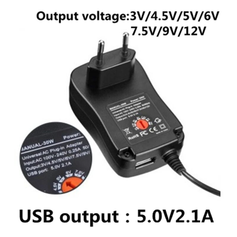 3V-12V 2.1A AC/DC Adapter Adjustable Power Supply Universal Adapter Charger  For CCTV LED Bulb Strip