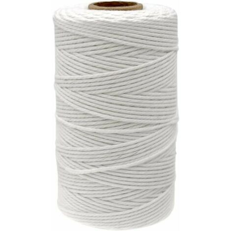 White Twine Cotton Macrame Rope 2mm x 100M for Crafts, Cooking, Tying Meat,  Wrapping