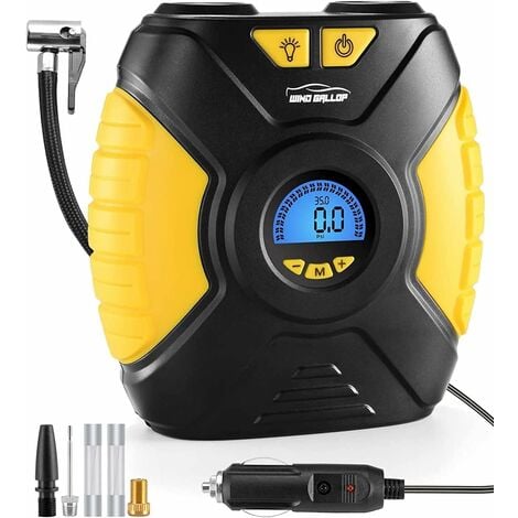Portable Air Compressor Electric Inflator Car Tire Inflator Mini Portable 12v  Air Compressor Car Bike Pump with Pressure Gauge, Valve Adapters and LED  Light